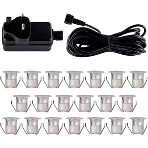 First Choice Lighting Set of 20 - 30mm Stainless Steel IP67 Warm White LED Decking Kit in Silver Silver First Choice Lighting Set of 20 - 30mm Stainless Steel IP67 Warm White LED Decking Kit in Silver Silver