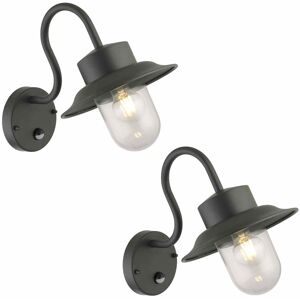 First Choice Lighting Set of 2 Montford - Black Motion Sensor Outdoor Wall Lights Black First Choice Lighting Set of 2 Montford - Black Motion Sensor Outdoor Wall Lights Black