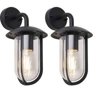 First Choice Lighting Set of 2 Bronty - Black Outdoor Wall Lights Black First Choice Lighting Set of 2 Bronty - Black Outdoor Wall Lights Black