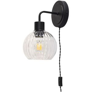 First Choice Lighting Toby - Black Plug in Wall Light with Betchley Clear Ribbed Shade Black First Choice Lighting Toby - Black Plug in Wall Light with Betchley Clear Ribbed Shade Black