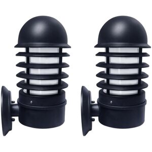 First Choice Lighting Set of 2 Mason - Black Louvred Outdoor Wall Lights Black First Choice Lighting Set of 2 Mason - Black Louvred Outdoor Wall Lights Black