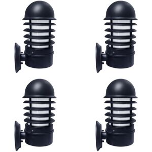 First Choice Lighting Set of 4 Mason - Black Louvred Outdoor Wall Lights Black First Choice Lighting Set of 4 Mason - Black Louvred Outdoor Wall Lights Black