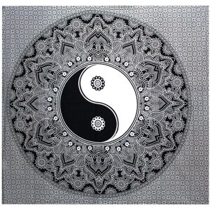 KDMD B&W Double Cotton Bedspread + Wall Hanging - Ying yang in White White KDMD B&W Double Cotton Bedspread + Wall Hanging - Ying yang in White White