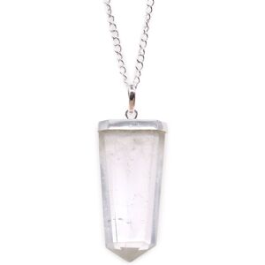 KDMD Women's Gemstone Flat Pencil Pendant - Rock Quartz in White White One Size KDMD Women's Gemstone Flat Pencil Pendant - Rock Quartz in White White One Size