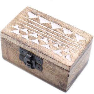 KDMD White Washed Wooden Box - Pill Box Aztec Design in Brown Brown KDMD White Washed Wooden Box - Pill Box Aztec Design in Brown Brown