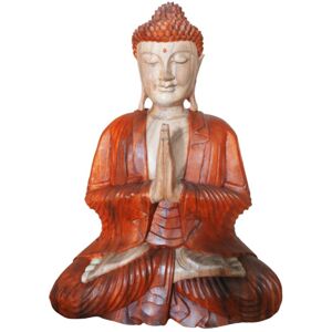 KDMD Hand Carved Buddha Statue - 30cm Welcome in Brown Brown KDMD Hand Carved Buddha Statue - 30cm Welcome in Brown Brown