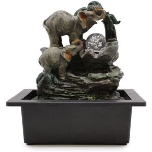 KDMD Tabletop Water Feature - 30cm - Elephant Family in Green Green KDMD Tabletop Water Feature - 30cm - Elephant Family in Green Green