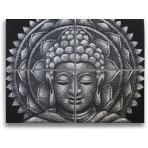 KDMD Set of 4 Grey Buddha Mandala Brocade Detail 30x40cm Size: 30x40 cm Grey 30x40 cm KDMD Set of 4 Grey Buddha Mandala Brocade Detail 30x40cm Size: 30x40 cm Grey 30x40 cm