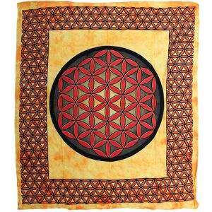 KDMD Double Cotton Bedspread + Wall Hanging - Flower of Life - Orange Orange KDMD Double Cotton Bedspread + Wall Hanging - Flower of Life - Orange Orange