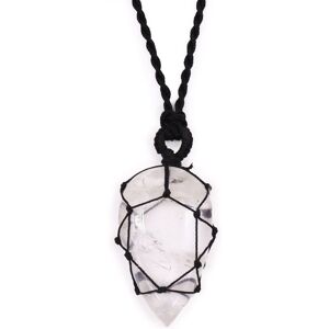 KDMD Women's Laced Gemstone Teardrop Pendant - Rock Quartz in White White One Size KDMD Women's Laced Gemstone Teardrop Pendant - Rock Quartz in White White One Size