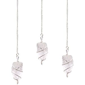 KDMD Women's Raw Gemstone Pendulum - Rock Quartz in White White One Size KDMD Women's Raw Gemstone Pendulum - Rock Quartz in White White One Size