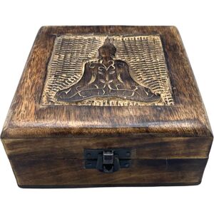 KDMD Square Wooden Keepsake Box 13x13x6cm - Buddha in Brown Size: 13 x 13 x 6 cm Brown 13 x 13 x 6 cm KDMD Square Wooden Keepsake Box 13x13x6cm - Buddha in Brown Size: 13 x 13 x 6 cm Brown 13 x 13 x 6 cm