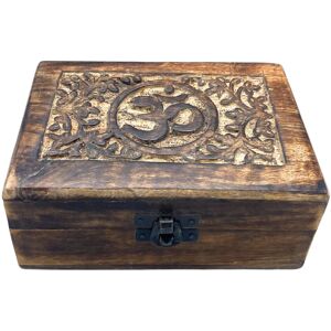 KDMD Medium Wooden Keepsake Box 15x10x6cm - Om in Brown Size: 15 x 10 x 6 cm Brown 15 x 10 x 6 cm KDMD Medium Wooden Keepsake Box 15x10x6cm - Om in Brown Size: 15 x 10 x 6 cm Brown 15 x 10 x 6 cm