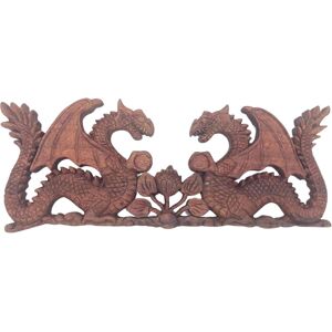 KDMD Two Facing Dragon Plaque Carving - 40x15cm in Brown Size: 40x15 cm Brown 40x15 cm KDMD Two Facing Dragon Plaque Carving - 40x15cm in Brown Size: 40x15 cm Brown 40x15 cm