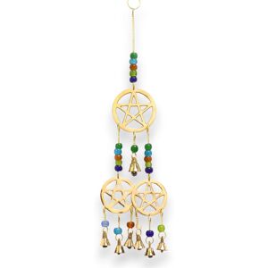 KDMD Indian Chimes - Brass Tri-Pentagram - 7 Bells in Gold Gold KDMD Indian Chimes - Brass Tri-Pentagram - 7 Bells in Gold Gold