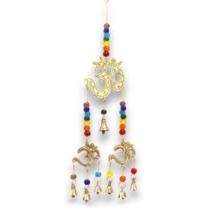 KDMD Indian Chimes - Brass Om with Chakra Beads - 7 Bells in Gold Gold KDMD Indian Chimes - Brass Om with Chakra Beads - 7 Bells in Gold Gold