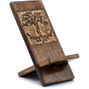 KDMD Wooden Carved Phone Stand - Tree of Life in Brown Brown KDMD Wooden Carved Phone Stand - Tree of Life in Brown Brown