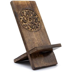 KDMD Wooden Carved Phone Stand - Mandala in Brown Brown KDMD Wooden Carved Phone Stand - Mandala in Brown Brown