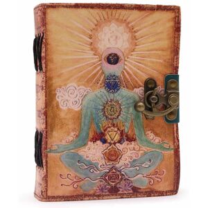 KDMD Leather "Buddha Seven Chakra" Deckle-edge Notebook in Brown Brown KDMD Leather "Buddha Seven Chakra" Deckle-edge Notebook in Brown Brown