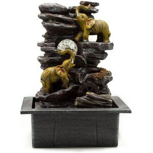 KDMD Tabletop Water Feature - 35cm - Elephants, Crystal Ball & Water Wheel in Yellow Yellow KDMD Tabletop Water Feature - 35cm - Elephants, Crystal Ball & Water Wheel in Yellow Yellow