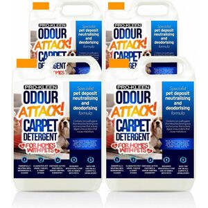 ProKleen Odour Attack Pet Carpet Cleaner Shampoo - 4 x 5L in Clear Clear ProKleen Odour Attack Pet Carpet Cleaner Shampoo - 4 x 5L in Clear Clear