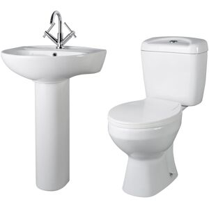 Balterley Adley Close Coupled Toilet Dual Flush Soft Close & 550mm Full Pedestal in White White Balterley Adley Close Coupled Toilet Dual Flush Soft Close & 550mm Full Pedestal in White White