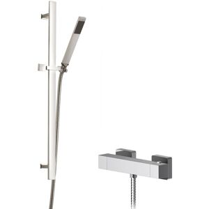 Balterley Ripple Square Bar Valve Sheer Slide Rail Shower Kit Chrome in Silver Silver Balterley Ripple Square Bar Valve Sheer Slide Rail Shower Kit Chrome in Silver Silver