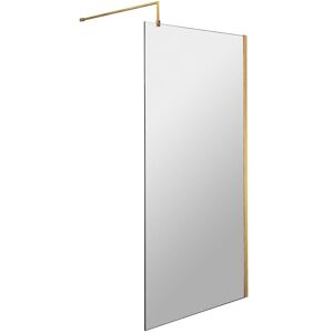 Balterley 8mm Wetroom Screen & Support Bar: 800mm x 1850mm, Brushed Brass in Metallics Metallics Balterley 8mm Wetroom Screen & Support Bar: 800mm x 1850mm, Brushed Brass in Metallics Metallics