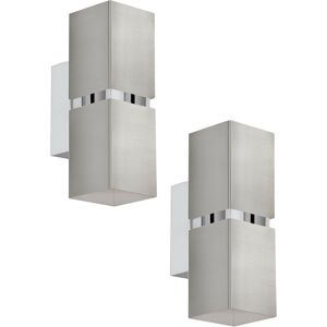 Loops 2 Pack Wall Light Satin Nickel Chrome Square Shades GU10 2x3.3W Included - Wall Light Loops 2 Pack Wall Light Satin Nickel Chrome Square Shades GU10 2x3.3W Included - Wall Light