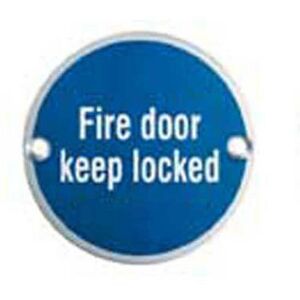 Loops Fire Door Keep Locked Sign 64mm Fixing Centres 76mm Dia Satin Steel in Metallics Metallics Loops Fire Door Keep Locked Sign 64mm Fixing Centres 76mm Dia Satin Steel in Metallics Metallics