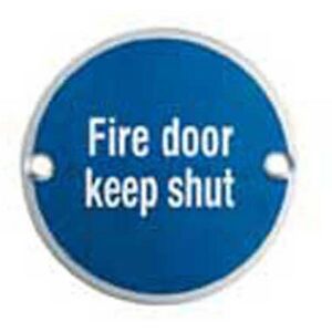 Loops Fire Door Keep Shut Sign 64mm Fixing Centres 76mm Dia Satin Steel in Metallics Metallics Loops Fire Door Keep Shut Sign 64mm Fixing Centres 76mm Dia Satin Steel in Metallics Metallics