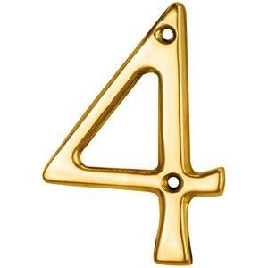 Loops Polished Brass Door Number 4 75mm Height 4mm Depth House Numeral Plaque in Metallics Metallics Loops Polished Brass Door Number 4 75mm Height 4mm Depth House Numeral Plaque in Metallics Metallics