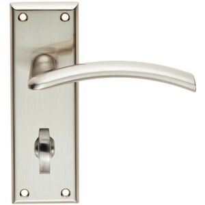 Loops PAIR Arched Lever on Bathroom Backplate Door Handle 150 x 50mm Satin Nickel in Metallics Metallics Loops PAIR Arched Lever on Bathroom Backplate Door Handle 150 x 50mm Satin Nickel in Metallics Metallics