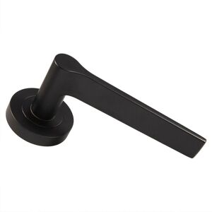Loops PAIR Straight Rounded Handle on Round Rose Concealed Fix Matt Black Black Loops PAIR Straight Rounded Handle on Round Rose Concealed Fix Matt Black Black