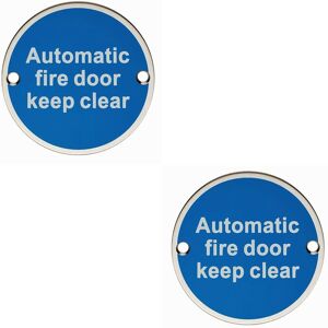 Loops 2x Automatic Fire Door Keep Clear Plaque 76mm Diameter Satin Stainless Steel in Metallics Metallics Loops 2x Automatic Fire Door Keep Clear Plaque 76mm Diameter Satin Stainless Steel in Metallics Metallics