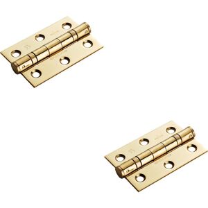 Loops 2x PAIR 76 x 51 x 2mm 7 Ball Bearing Hinge Stainless Brass Interior Door in Metallics Metallics Loops 2x PAIR 76 x 51 x 2mm 7 Ball Bearing Hinge Stainless Brass Interior Door in Metallics Metallics