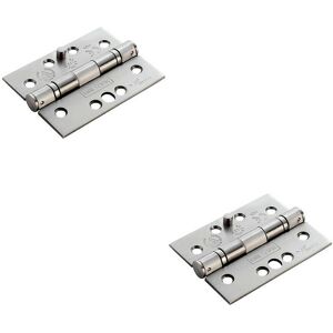 Loops 2x PAIR 102 x 76 x 3mm 13 Ball Bearing SECURITY Hinge Satin Stainless Steel in Metallics Metallics Loops 2x PAIR 102 x 76 x 3mm 13 Ball Bearing SECURITY Hinge Satin Stainless Steel in Metallics Metallics