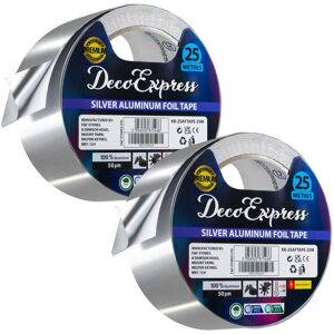 kreativekraft Men's 2 Pack Silver Aluminium Foil Tape 25M Silver kreativekraft Men's 2 Pack Silver Aluminium Foil Tape 25M Silver