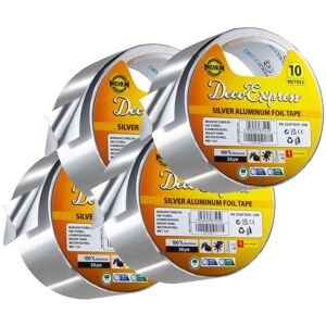 Deco Express Men's 4 Pack Silver Aluminium Foil Tape 10M Silver Deco Express Men's 4 Pack Silver Aluminium Foil Tape 10M Silver