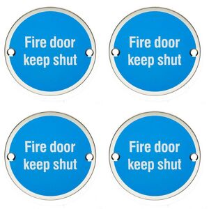 Loops 4x Fire Door Keep Shut Sign 64mm Fixing Centres 76mm Dia Polished Steel in Metallics Metallics Loops 4x Fire Door Keep Shut Sign 64mm Fixing Centres 76mm Dia Polished Steel in Metallics Metallics