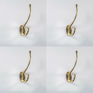 Loops 4x Victorian Hat & Coat Hook on Oval Backplate 64mm Projection Polished Brass in Metallics Metallics Loops 4x Victorian Hat & Coat Hook on Oval Backplate 64mm Projection Polished Brass in Metallics Metallics