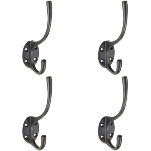 Loops 4x Victorian Hat & Coat Hook on Oval Backplate 64mm Projection Matt Black Black Loops 4x Victorian Hat & Coat Hook on Oval Backplate 64mm Projection Matt Black Black