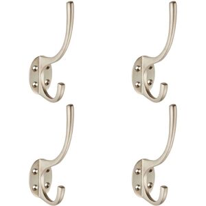 Loops 4x Victorian Hat & Coat Hook on Oval Backplate 64mm Projection Satin Nickel in Metallics Metallics Loops 4x Victorian Hat & Coat Hook on Oval Backplate 64mm Projection Satin Nickel in Metallics Metallics