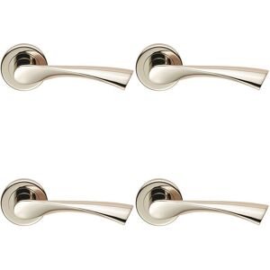 Loops 4x PAIR Angular Twisted Handle on Round Rose Concealed Fix Polished Nickel in Metallics Metallics Loops 4x PAIR Angular Twisted Handle on Round Rose Concealed Fix Polished Nickel in Metallics Metallics