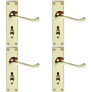 Loops 4x PAIR Victorian Scroll Handle on Bathroom Backplate 155 x 41mm Polished Brass in Metallics Metallics Loops 4x PAIR Victorian Scroll Handle on Bathroom Backplate 155 x 41mm Polished Brass in Metallics Metallics