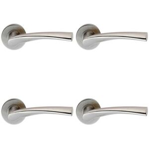 Loops 4x PAIR Twisted Angular Design Handle on Round Rose Concealed Fix Satin Steel in Metallics Metallics Loops 4x PAIR Twisted Angular Design Handle on Round Rose Concealed Fix Satin Steel in Metallics Metallics