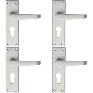 Loops 4x PAIR Straight Victorian Handle on Euro Lock Backplate 150 x 43mm Satin Chrome Multicolor Loops 4x PAIR Straight Victorian Handle on Euro Lock Backplate 150 x 43mm Satin Chrome Multicolor