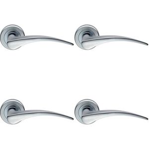 Loops 4x PAIR Arched Tapered Handle on Round Rose Concealed Fix Satin Chrome Multicolor Loops 4x PAIR Arched Tapered Handle on Round Rose Concealed Fix Satin Chrome Multicolor