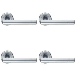 Loops 4x PAIR Round T Bar Handle with Ringed Design Concealed Fix Satin Chrome Multicolor Loops 4x PAIR Round T Bar Handle with Ringed Design Concealed Fix Satin Chrome Multicolor