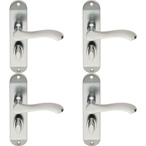 Loops 4x PAIR Scroll Lever Door Handle on Bathroom Backplate 180 x 40mm Satin Chrome Multicolor Loops 4x PAIR Scroll Lever Door Handle on Bathroom Backplate 180 x 40mm Satin Chrome Multicolor